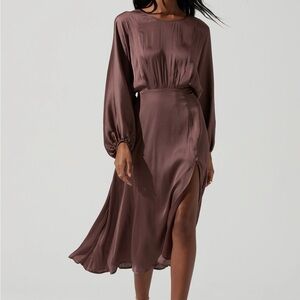 Astr Rich Brown Satin Gown